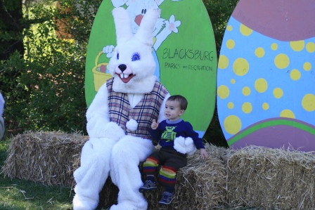 Easter Bunny sitting with child