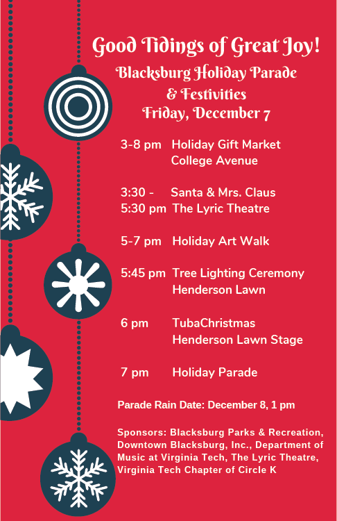 Holiday Poster 2018 advertising the holiday parade and festivities on December 8